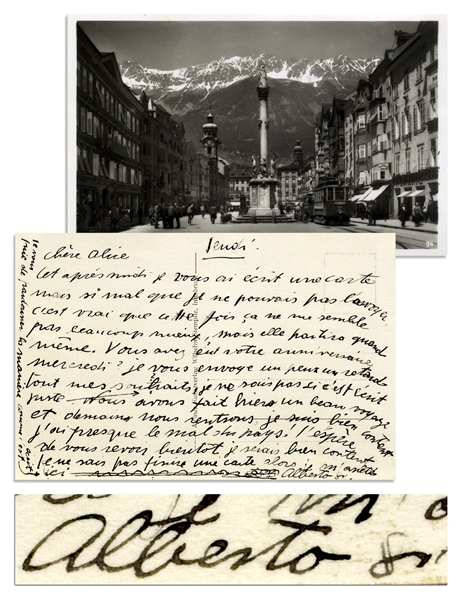 Rare Alberto Giacometti Autograph Letter Signed -- ...Im almost homesick!...